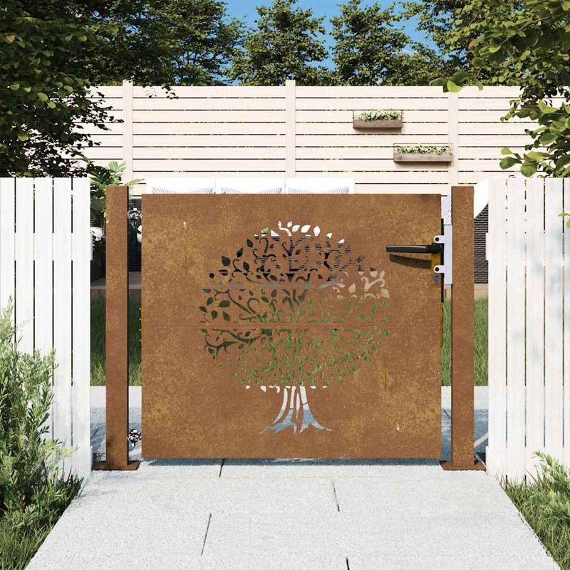 Gartentor 105x105 cm Cortenstahl Baum-Design Vidaxl