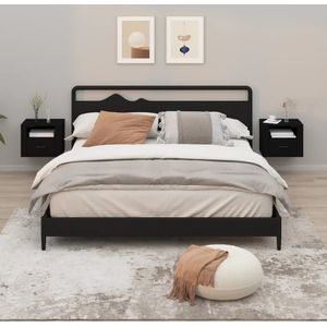 vidaXL Wand-Nachttische 2 Stk. Schwarz 50x36x40 cm