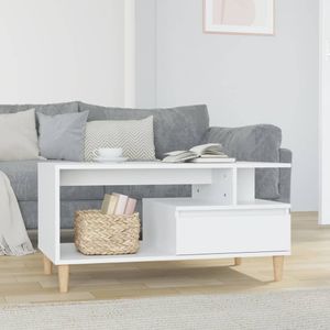 vidaXL - Salontafel - Hoogglans Wit - Bewerkt Hout - 90x49x45 cm