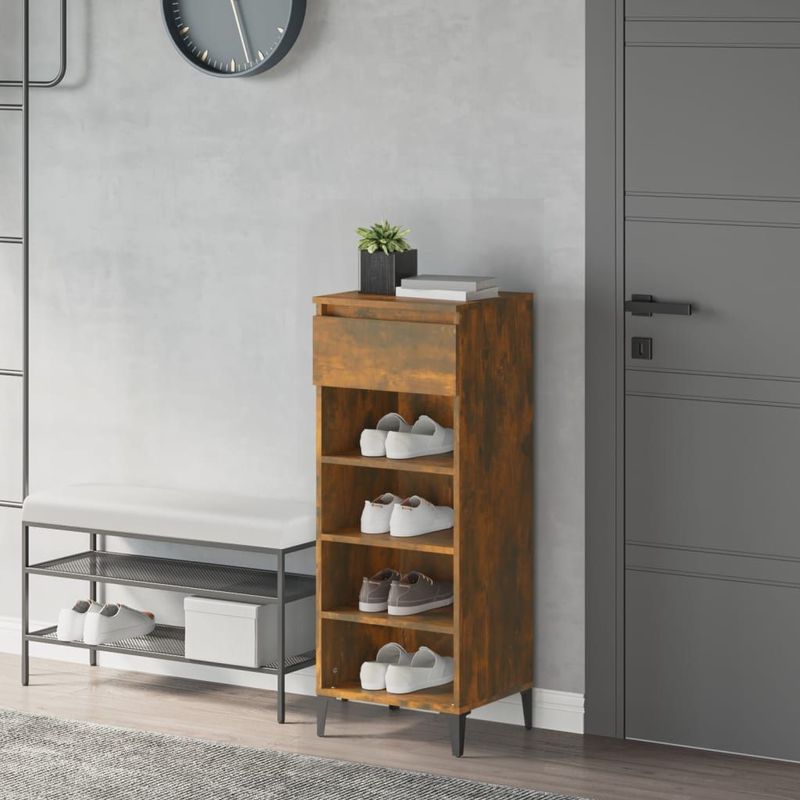 vidaXL-Schoenenrek-40x36x105-cm-bewerkt-hout-gerookt-eikenkleurig