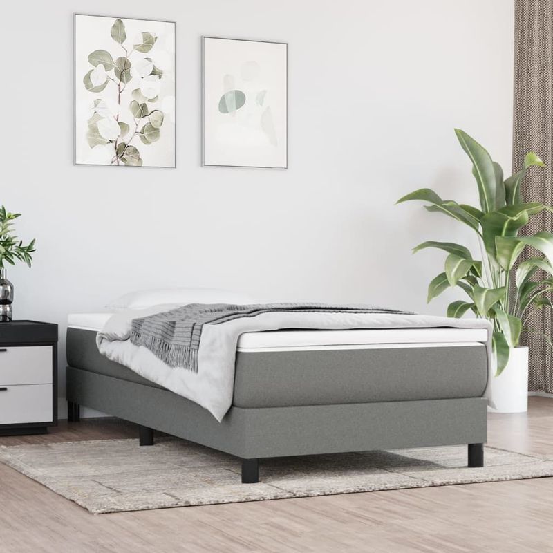 Bettgestell ohne Matratze Dunkelgrau 80x200 cm Stoff Vidaxl