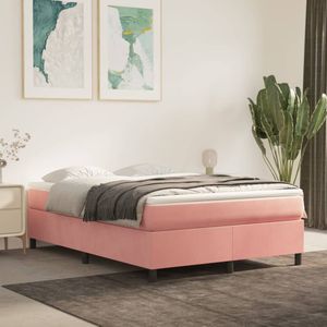 vidaXL Bedframe fluweel roze 140x200 cm