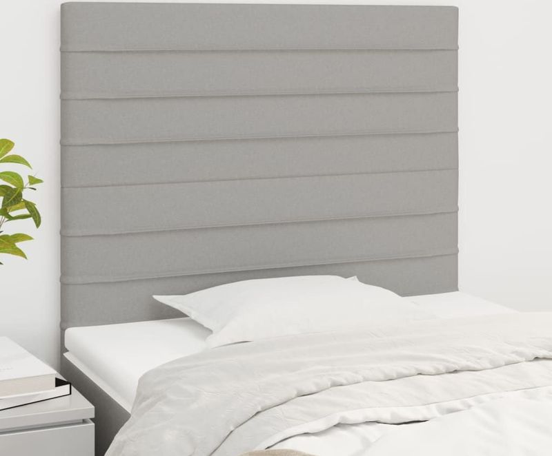 Kopfteile 2 Stk. Hellgrau 90x5x78/88 cm Stoff vidaXL