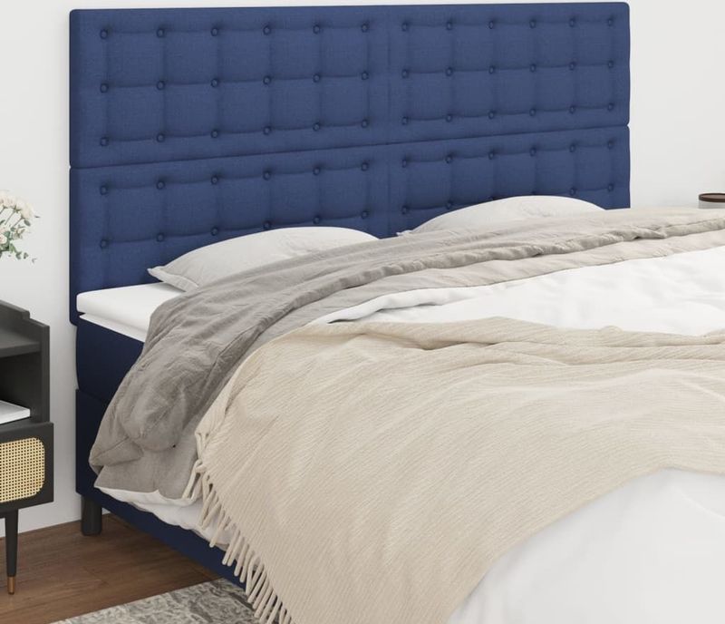 vidaXL Kopfteile 4 Stk. Blau 90x5x78/88 cm Stoff