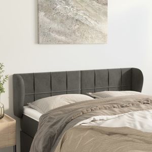 vidaXL - Hoofdbord - met - randen - 147x23x78/ - cm - fluweel - donkergrijs