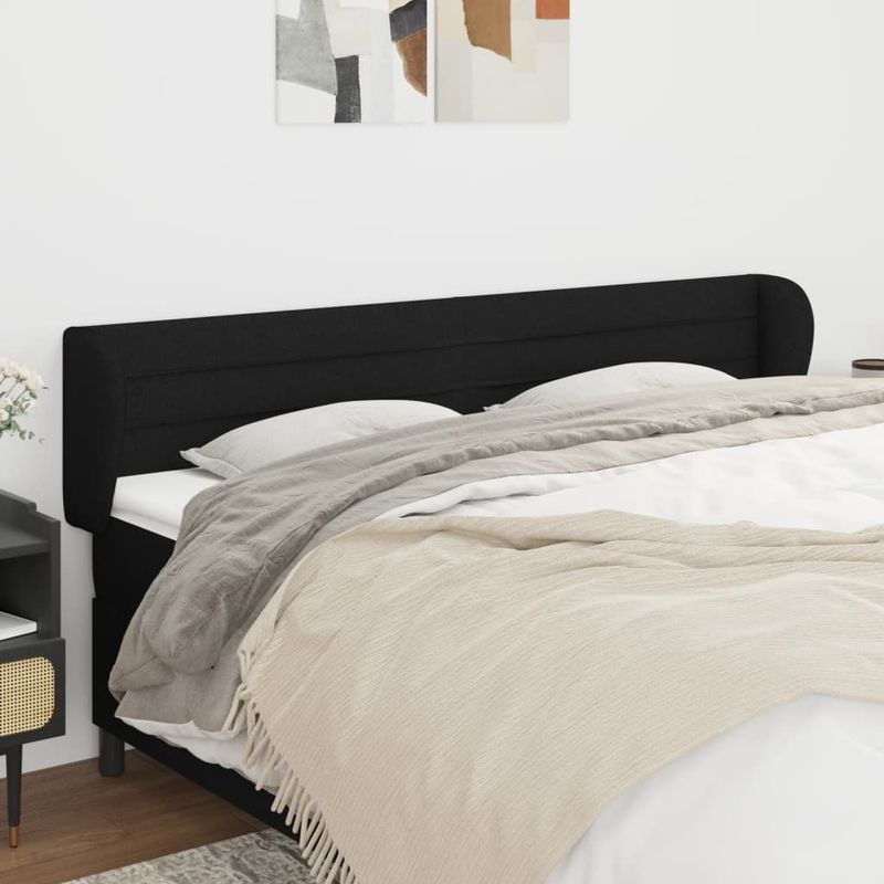 Kopfteil mit Ohren Schwarz 163x23x78/88 cm Stoff Vidaxl