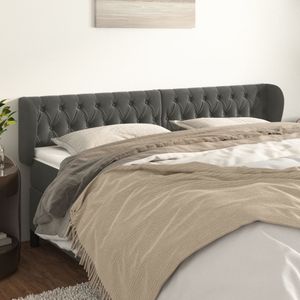 vidaXL - Hoofdbord - met - randen - 183x23x78/ - cm - fluweel - donkergrijs
