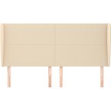 vidaXL - Hoofdbord - met - randen - 163x23x118/128 - cm - stof - crèmekleurig