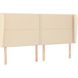 vidaXL Hoofdbord met randen 183x23x118/128 cm stof crèmekleurig