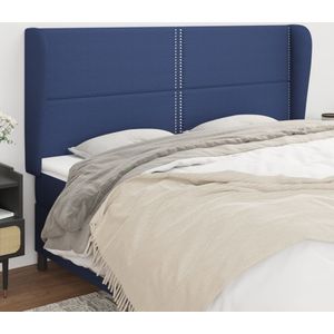 vidaXL Kopfteil mit Ohren Blau 183x23x118/128 cm Stoff