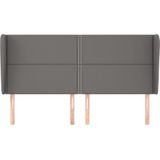 vidaXL Hoofdbord met randen 203x23x118/128 cm kunstleer grijs
