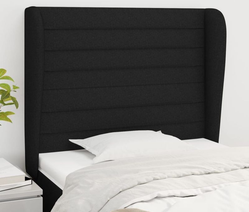 Kopfteil mit Ohren Schwarz 83x23x118/128 cm Stoff Vidaxl