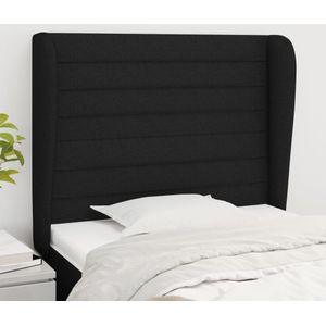 vidaXL Kopfteil mit Ohren Schwarz 103x23x118/128 cm Stoff