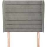 vidaXL - Hoofdbord - met - randen - 93x23x118/128 - cm - fluweel - lichtgrijs