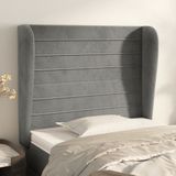 vidaXL - Hoofdbord - met - randen - 93x23x118/128 - cm - fluweel - lichtgrijs
