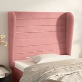 vidaXL Hoofdbord met randen 103x23x118/128 cm fluweel roze