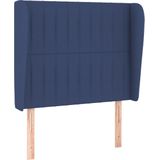 vidaXL Hoofdbord met randen 83x23x118/128 cm stof blauw