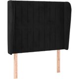 Kopfteil mit Ohren Schwarz 93x23x118/128 cm Samt Vidaxl