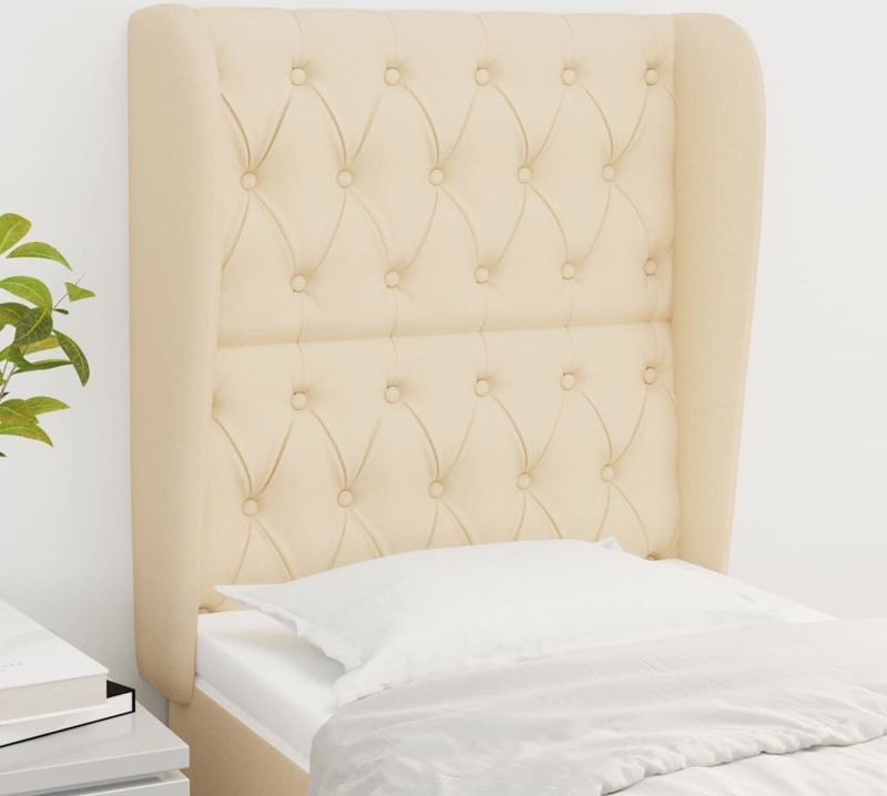 Kopfteil mit Ohren Creme 83x23x118/128 cm Stoff Vidaxl