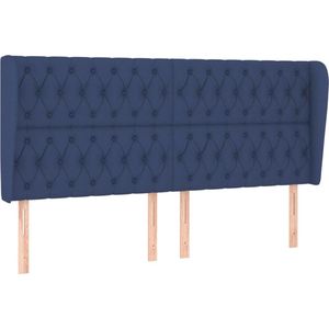 vidaXL Hoofdbord met randen 183x23x118/128 cm stof blauw