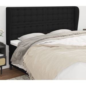 vidaXL Kopfteil mit Ohren Schwarz 203x23x118/128 cm Stoff