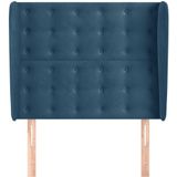 vidaXL Hoofdbord met randen 93x23x118/128 cm fluweel donkerblauw