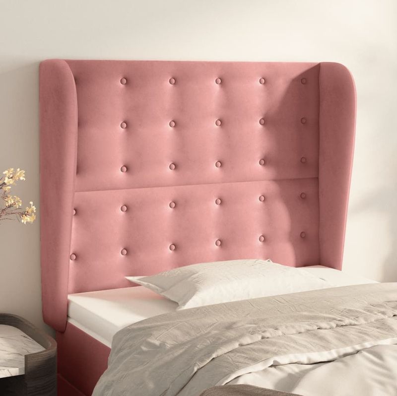 vidaXL - Hoofdbord - met - randen - 103x23x118/ - cm - fluweel - roze