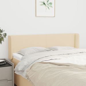 vidaXL - Hoofdbord - met - randen - 147x16x78/88 - cm - stof - crèmekleurig