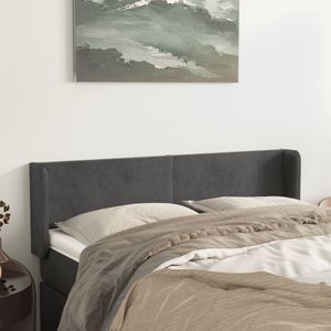 vidaXL - Hoofdbord - met - randen - 147x16x78/ - cm - fluweel - donkergrijs