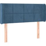 vidaXL Hoofdbord met randen 93x16x78/88 cm fluweel donkerblauw
