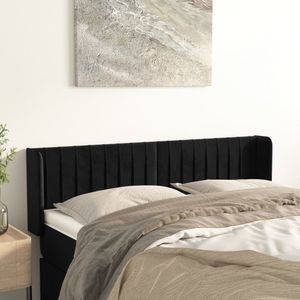 vidaXL Kopfteil mit Ohren Schwarz 147x16x78/88 cm Samt