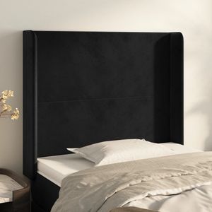 VidaXL Hoofdbord met Randen 103x16x118/128 cm Fluweel Zwart