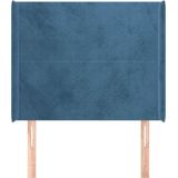 vidaXL Hoofdbord met Randen 103x16x118/128 cm Fluweel Donkerblauw