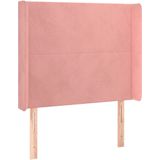 VidaXL Hoofdbord met Randen 103x16x118/128 cm Fluweel Roze