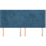 vidaXL Hoofdbord met randen 163x16x118/128 cm fluweel donkerblauw