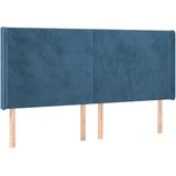 vidaXL - Hoofdbord - met - randen - 183x16x118/128 - cm - fluweel - donkerblauw