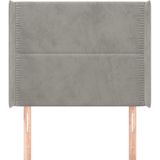 vidaXL Kopfteil mit Ohren Hellgrau 93x16x118/128 cm Samt