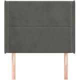 vidaXL Hoofdbord met randen 103x16x118/128 cm fluweel donkergrijs