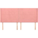 vidaXL - Hoofdbord - met - randen - 183x16x118/ - cm - fluweel - roze