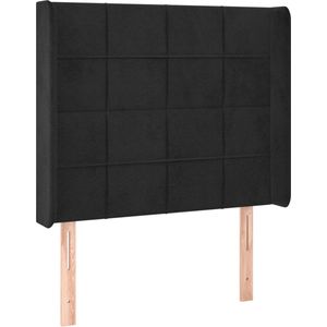 vidaXL Hoofdbord met randen 103x16x118/128 cm fluweel zwart
