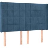 vidaXL Hoofdbord met randen 147x16x118/128 cm fluweel donkerblauw