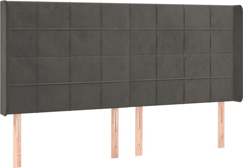 vidaXL Kopfteil mit Ohren Dunkelgrau 163x16x118/128 cm Samt