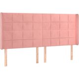 vidaXL Hoofdbord met randen 163x16x118/128 cm fluweel roze