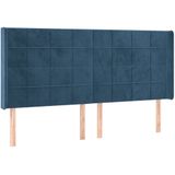 VidaXL Hoofdbord met Randen 203x16x118/128 cm Fluweel Donkerblauw