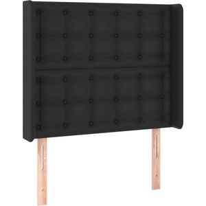 vidaXL Hoofdbord met randen 93x16x118/128 cm kunstleer zwart
