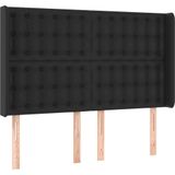 vidaXL - Hoofdbord - met - randen - 147x16x118/ - cm - kunstleer - zwart