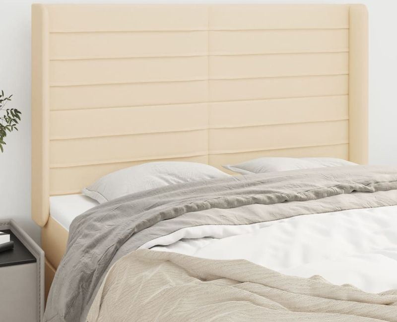 Kopfteil mit Ohren Creme 147x16x118/128 cm Stoff vidaXL