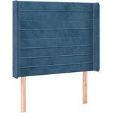 vidaXL Hoofdbord met randen 103x16x118/128 cm fluweel donkerblauw