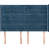 vidaXL Kopfteil mit Ohren Dunkelblau 147x16x118/128 cm Samt
