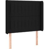vidaXL Kopfteil mit Ohren Schwarz 103x16x118/128 cm Stoff